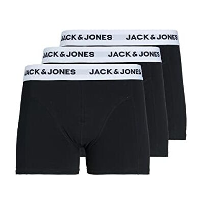 JACK & JONES Jacbasic White WB-Trunks (3 Unidades) Bóxer, Negro, L para Hombre JACK & JONES Jacbasic White WB-Trunks (3 Unidades) Bóxer, Negro, L para Hombre
