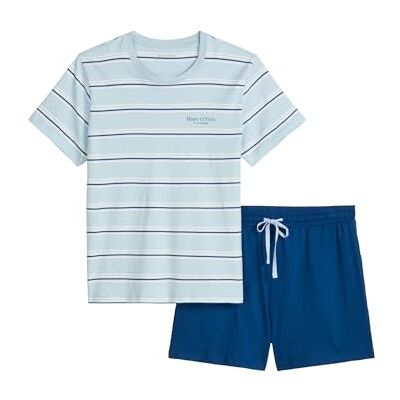 Marc O'Polo Pijama para Hombre Mix N Match, Pijama Mix N Match Niagaramiststripe-navypeony, S Marc O'Polo Pijama para Hombre Mix N Match, Pijama Mix N Match Niagaramiststripe-navypeony, S