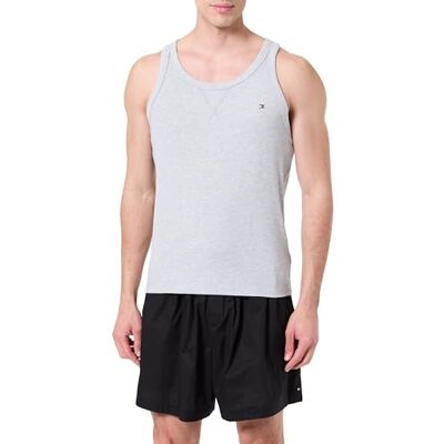 Tommy Hilfiger Conjunto de pijama Hombre Tank & Woven Short corto, Multicolor (Light Grey Heather/Black), XL Tommy Hilfiger Conjunto de pijama Hombre Tank & Woven Short corto, Multicolor (Light Grey Heather/Black), XL