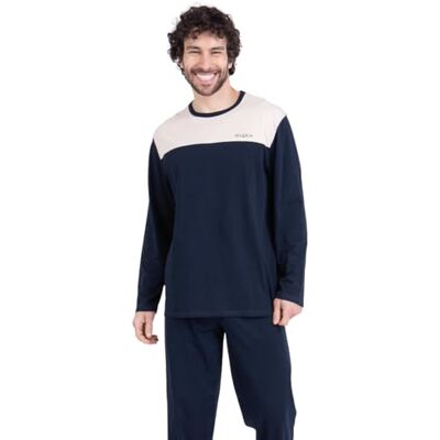 Athena Ecopack Construction 7q11 Conjunto de Pijama para Hombre, Arena/Marina, M Athena Ecopack Construction 7q11 Conjunto de Pijama para Hombre, Arena/Marina, M