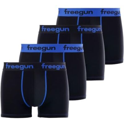FREEGUN Calzoncillos Hombre Boxer Algodón, Pack de 4, Negro P4 (2XL) FREEGUN Calzoncillos Hombre Boxer Algodón, Pack de 4, Negro P4 (2XL)