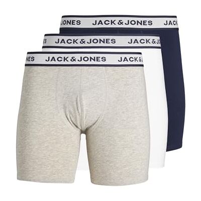JACK & JONES Calzoncillos Tipo bóxer Jacsolid para Hombre, Paquete de 3 Unidades, Gris Claro, 4XL JACK & JONES Calzoncillos Tipo bóxer Jacsolid para Hombre, Paquete de 3 Unidades, Gris Claro, 4XL