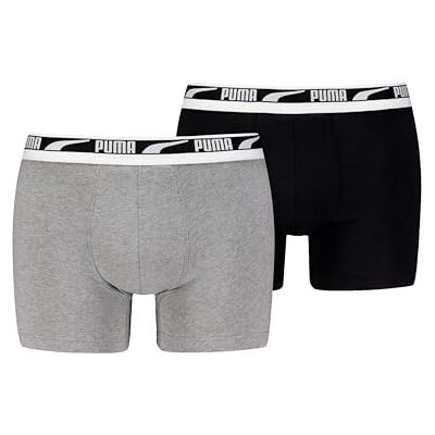PUMA Men Everyday Multi Logo Boxers, Ropa Interior Hombre, Gris Melange/Negro, XL PUMA Men Everyday Multi Logo Boxers, Ropa Interior Hombre, Gris Melange/Negro, XL