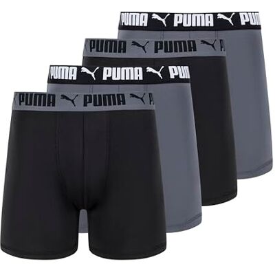 PUMA Men's 4 Pack Active Stretch Boxer Briefs, Black/Grey, X-Large PUMA Men's 4 Pack Active Stretch Boxer Briefs, Black/Grey, X-Large