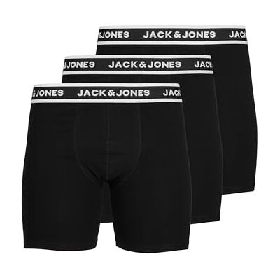 JACK & JONES Calzoncillos Tipo bóxer Jacsolid para Hombre, Paquete de 3 Unidades, Negro, 4XL JACK & JONES Calzoncillos Tipo bóxer Jacsolid para Hombre, Paquete de 3 Unidades, Negro, 4XL