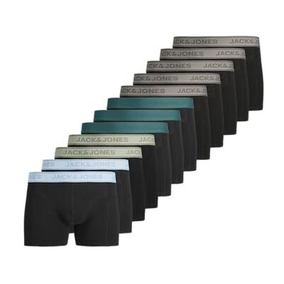 JACK & JONES 12 Pack Jacwesley Solid Trunks-Calzoncillos (12 Unidades), Negro, L (Pack Hombres JACK & JONES 12 Pack Jacwesley Solid Trunks-Calzoncillos (12 Unidades), Negro, L (Pack Hombres