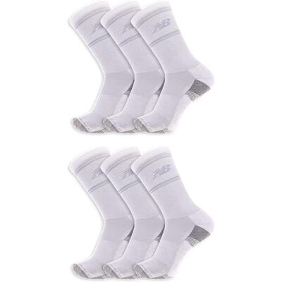 New Balance Performance Cushioned Crew Socks-6 & 12 Pairs-Moisture Wicking, Blanco (6 Pares), XL Unisex Adulto New Balance Performance Cushioned Crew Socks-6 & 12 Pairs-Moisture Wicking, Blanco (6 Pares), XL Unisex Adulto