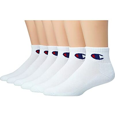 Champion Calcetín casual para hombre, Blanco (6 unidades), M Champion Calcetín casual para hombre, Blanco (6 unidades), M