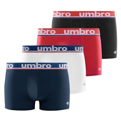 Umbro Calzoncillos Hombre Boxer 100% Algodón, Pack de 4, Rojo Ban (XL) Umbro Calzoncillos Hombre Boxer 100% Algodón, Pack de 4, Rojo Ban (XL)