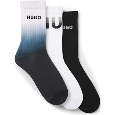 HUGO Calcetines cortos para hombre 3p Qs Rib Rising CC 10276024 0 (3 unidades), Black 001, 43-46 HUGO Calcetines cortos para hombre 3p Qs Rib Rising CC 10276024 0 (3 unidades), Black 001, 43-46
