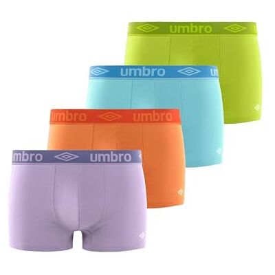 Umbro Calzoncillos Hombre Boxer 100% Algodón, Pack de 4, Morado Col (XL) Umbro Calzoncillos Hombre Boxer 100% Algodón, Pack de 4, Morado Col (XL)