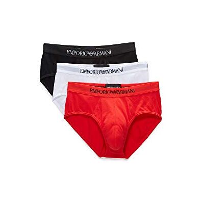 Giorgio Armani Calzoncillos para Hombre (Paquete de 3), Negro/Blanco/Rojo, M Giorgio Armani Calzoncillos para Hombre (Paquete de 3), Negro/Blanco/Rojo, M