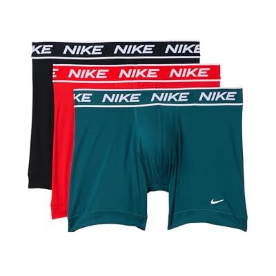 Nike Calzoncillos Tipo bóxer microelásticos para Hombre (Paquete de 3), Rojo Chile/Verde Azulado Oscuro/Negro, S Nike Calzoncillos Tipo bóxer microelásticos para Hombre (Paquete de 3), Rojo Chile/Verde Azulado Oscuro/Negro, S