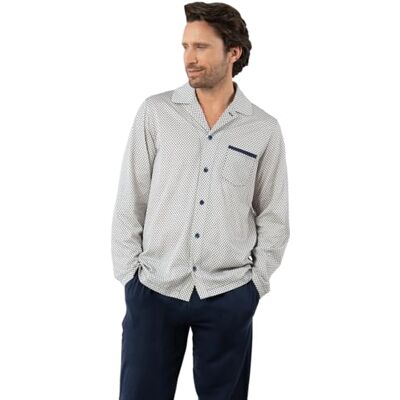 Eminence Mercerise,Pijama Largo,Noche Hombre, Beige/Marino, S Eminence Mercerise,Pijama Largo,Noche Hombre, Beige/Marino, S
