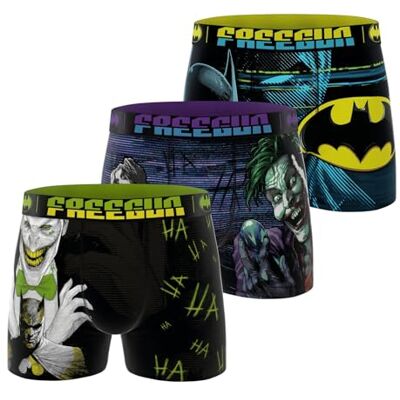 FREEGUN Calzoncillos Hombre Boxer DC Comics, Pack de 3, Negro 27 (L) FREEGUN Calzoncillos Hombre Boxer DC Comics, Pack de 3, Negro 27 (L)