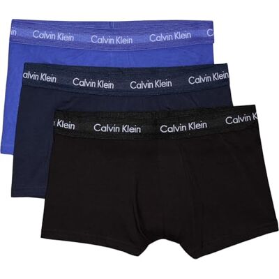 Calvin Calzoncillos bóxer Hombre Pack de 3 Low Rise Trunks Ropa interior, Multicolor (Black/Blueshadow/Cobaltwater Dtm Wb), XL Calvin Calzoncillos bóxer Hombre Pack de 3 Low Rise Trunks Ropa interior, Multicolor (Black/Blueshadow/Cobaltwater Dtm Wb), XL