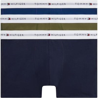 Tommy Hilfiger Calzoncillos bóxer Pack de 3 Hombre Trunks con Logotipo en la Cintura, Multicolor (Arm Grn/WDG BLU/Ptch BLU), XL Tommy Hilfiger Calzoncillos bóxer Pack de 3 Hombre Trunks con Logotipo en la Cintura, Multicolor (Arm Grn/WDG BLU/Ptch BLU), XL