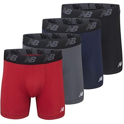 New Balance Calzoncillos Tipo bóxer sin bragueta para Hombre, Talla Grande y Alta, de 5 Pulgadas (Paquete de 4), Pigmento/Rojo Equipo, Plomo/Negro, Talla 5XL (56-58 Pulgadas), Pigmento/Rojo New Balance Calzoncillos Tipo bóxer sin bragueta para Hombre, Talla Grande y Alta, de 5 Pulgadas (Paquete de 4), Pigmento/Rojo Equipo, Plomo/Negro, Talla 5XL (56-58 Pulgadas), Pigmento/Rojo