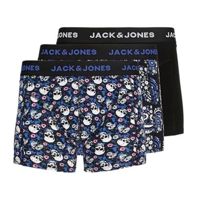 JACK & JONES Calzoncillos Jacflower para Hombre, 3 Unidades, Negro, XL JACK & JONES Calzoncillos Jacflower para Hombre, 3 Unidades, Negro, XL