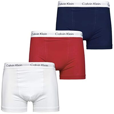 Calvin 3p Trunk Bóxer, White/Red Ginger/Pyro Blue, S (Pack de 3) para Hombre Calvin 3p Trunk Bóxer, White/Red Ginger/Pyro Blue, S (Pack de 3) para Hombre
