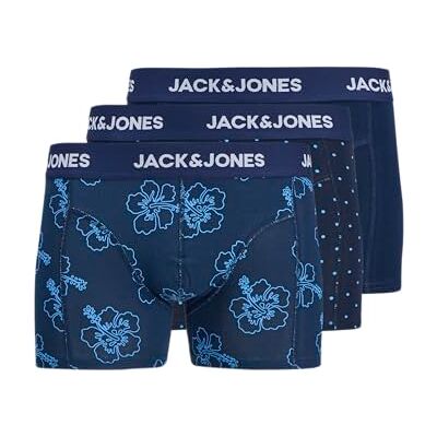 JACK & JONES Trunks 3 Pack Jacanthony Print Juego de 3 Boxers Noos, Pageant Blue, Hombres JACK & JONES Trunks 3 Pack Jacanthony Print Juego de 3 Boxers Noos, Pageant Blue, Hombres
