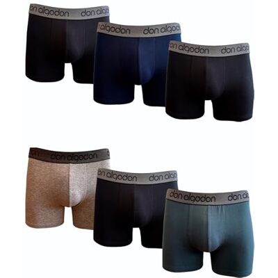 DON ALGODON Pack 6 Bóxers Hombre Algodón Premium Calzoncillos Boxer Suaves y Transpirables Ropa Interior Cómoda con Cintura Elástica DON ALGODON Pack 6 Bóxers Hombre Algodón Premium Calzoncillos Boxer Suaves y Transpirables Ropa Interior Cómoda con Cintura Elástica