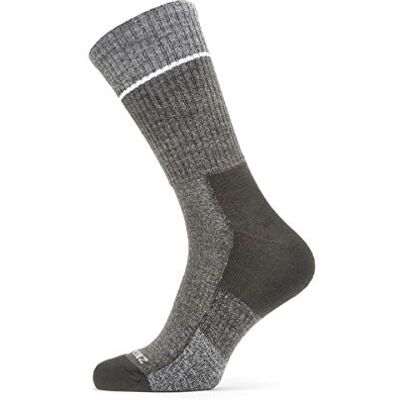 SEALSKINZ Solo Calcetines de Longitud Media, Negro/Gris, Grande Quickdry Mid, Unisex-Adult, L SEALSKINZ Solo Calcetines de Longitud Media, Negro/Gris, Grande Quickdry Mid, Unisex-Adult, L