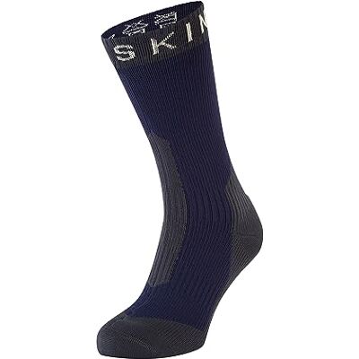 SEALSKINZ Stanfield Calcetín de media caña impermeable para frío extremo, azul marino/gris, M SEALSKINZ Stanfield Calcetín de media caña impermeable para frío extremo, azul marino/gris, M