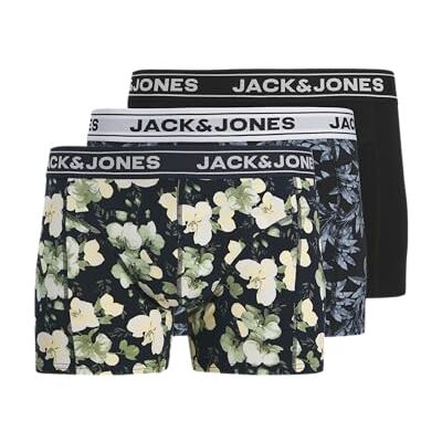 JACK & JONES Jacray Flower Trunks 3 Pack PLS Talla Grande, Negro, 3X_l JACK & JONES Jacray Flower Trunks 3 Pack PLS Talla Grande, Negro, 3X_l