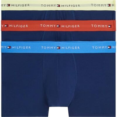 Tommy Hilfiger Calzoncillos bóxer Pack de 3 Hombre Trunks de algodón elástico, Azul (Blue Spl/Trra Rd/Fded Fluro), S Tommy Hilfiger Calzoncillos bóxer Pack de 3 Hombre Trunks de algodón elástico, Azul (Blue Spl/Trra Rd/Fded Fluro), S