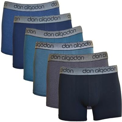 DON ALGODON Pack 6 Bóxers Hombre Algodón Premium Calzoncillos Boxer Suaves y Transpirables Ropa Interior Cómoda con Cintura Elástica DON ALGODON Pack 6 Bóxers Hombre Algodón Premium Calzoncillos Boxer Suaves y Transpirables Ropa Interior Cómoda con Cintura Elástica