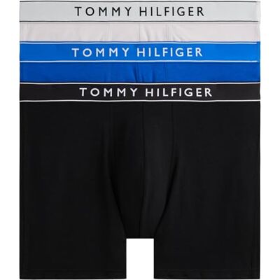 Tommy Hilfiger Calzoncillos bóxer Brief Pack de 3 Hombre de algodón elástico, Multicolor (Blk/Time Cobalt/Lght Cast), L Tommy Hilfiger Calzoncillos bóxer Brief Pack de 3 Hombre de algodón elástico, Multicolor (Blk/Time Cobalt/Lght Cast), L