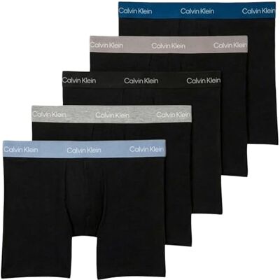 Calvin Pack de 5 Calzoncillos Bóxer para Hombre Algodón Elástico, Negro (Blk W Classic Blue WB/Blk W Porpoi), S Calvin Pack de 5 Calzoncillos Bóxer para Hombre Algodón Elástico, Negro (Blk W Classic Blue WB/Blk W Porpoi), S