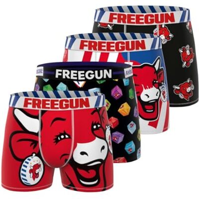 FREEGUN Calzoncillos Hombre Boxer LA Vache QUI RIT, Pack de 4, Rojo 03 (L) FREEGUN Calzoncillos Hombre Boxer LA Vache QUI RIT, Pack de 4, Rojo 03 (L)