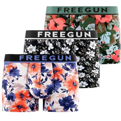 FREEGUN Calzoncillos Hombre Boxer Algodón, Pack de 3, Verde SE2 (L) FREEGUN Calzoncillos Hombre Boxer Algodón, Pack de 3, Verde SE2 (L)