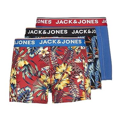 JACK & JONES Jacazores Noos-Trunks (3 Unidades) Bóxer, Negro/Paquete: Rojo pompain-Blue Lolite, L para Hombre JACK & JONES Jacazores Noos-Trunks (3 Unidades) Bóxer, Negro/Paquete: Rojo pompain-Blue Lolite, L para Hombre