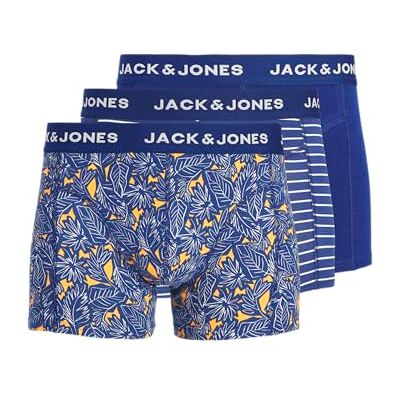 JACK & JONES Jackevin Leaves Trunks Calzoncillos para Hombre, 3 Unidades, 3 Unidades, Bellwether Blue, M JACK & JONES Jackevin Leaves Trunks Calzoncillos para Hombre, 3 Unidades, 3 Unidades, Bellwether Blue, M
