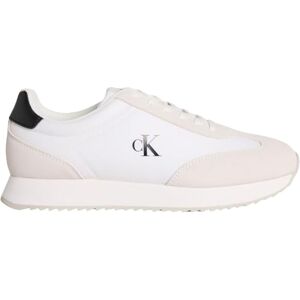 Calvin Runner Sneaker Hombre Retro Lace Up de Piel, Blanco (Bright White/Black), 45 Calvin Runner Sneaker Hombre Retro Lace Up de Piel, Blanco (Bright White/Black), 45