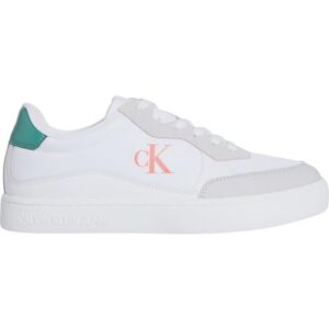 Calvin Sneaker con Suela Cupsole Hombre Classic Nylon Mix con Logotipo, Blanco (Bright White/Wild Green/Tigerilily), 45 Calvin Sneaker con Suela Cupsole Hombre Classic Nylon Mix con Logotipo, Blanco (Bright White/Wild Green/Tigerilily), 45