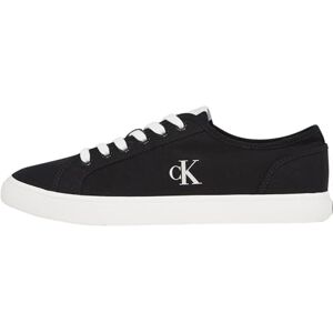 Calvin Sneaker con Suela Vulcanizada Hombre Canvas Low Top, Negro (CK Black/Bright White), 43 Calvin Sneaker con Suela Vulcanizada Hombre Canvas Low Top, Negro (CK Black/Bright White), 43
