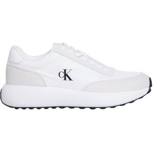Calvin Runner Sneaker Mujer Logo de Piel, Blanco (Bright White/Black), 41 Calvin Runner Sneaker Mujer Logo de Piel, Blanco (Bright White/Black), 41