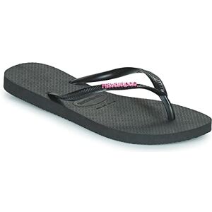 Havaianas Slim Logo Metallic, Chanclas Mujer, Black/Pink, 33/34 EU Havaianas Slim Logo Metallic, Chanclas Mujer, Black/Pink, 33/34 EU