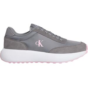 Calvin Runner Sneaker Mujer Logo de Piel, Gris (Steeple Gray/Rose Shadow), 39 Calvin Runner Sneaker Mujer Logo de Piel, Gris (Steeple Gray/Rose Shadow), 39
