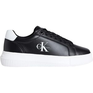 Calvin Sneaker con Suela Cupsole Mujer Chunky Mono de Piel, Negro (Black/Bright White), 38 Calvin Sneaker con Suela Cupsole Mujer Chunky Mono de Piel, Negro (Black/Bright White), 38