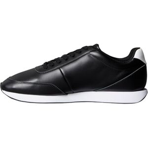 Calvin Runner Sneaker Hombre Retro de Piel, Negro (Black/Bright White), 46 Calvin Runner Sneaker Hombre Retro de Piel, Negro (Black/Bright White), 46