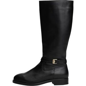 Tommy Hilfiger Botas Mujer Buckle Riding de piel, Negro (Black), 37 Tommy Hilfiger Botas Mujer Buckle Riding de piel, Negro (Black), 37
