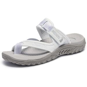 Skechers Reggae-Seize The Day, Sandalias de Punta Descubierta Mujer, Multicolor (Wht White Mesh/White & Silver Webbing), 36.5 EU Skechers Reggae-Seize The Day, Sandalias de Punta Descubierta Mujer, Multicolor (Wht White Mesh/White & Silver Webbing), 36.5 EU