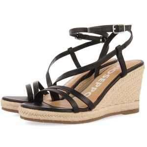 GIOSEPPO Sandalias Negras DE Piel con Tiras Y CUÑA Alta DE Yute para Mujer ORIKUM GIOSEPPO Sandalias Negras DE Piel con Tiras Y CUÑA Alta DE Yute para Mujer ORIKUM