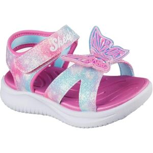 Skechers Sandalia plana para niña Jumpsters Butterfly Brites, Rosa Multi, 3 Little Kid Skechers Sandalia plana para niña Jumpsters Butterfly Brites, Rosa Multi, 3 Little Kid
