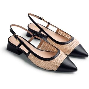 GIOSEPPO LAMU Zapatos de Tacón Estilo Salones Destalonados con Rafia y Forro de Rejilla, Punta Afilada, Tacón de Bloque, Correa Ajustable en el Tobillo, Color Negro, Talla 39 GIOSEPPO LAMU Zapatos de Tacón Estilo Salones Destalonados con Rafia y Forro de Rejilla, Punta Afilada, Tacón de Bloque, Correa Ajustable en el Tobillo, Color Negro, Talla 39